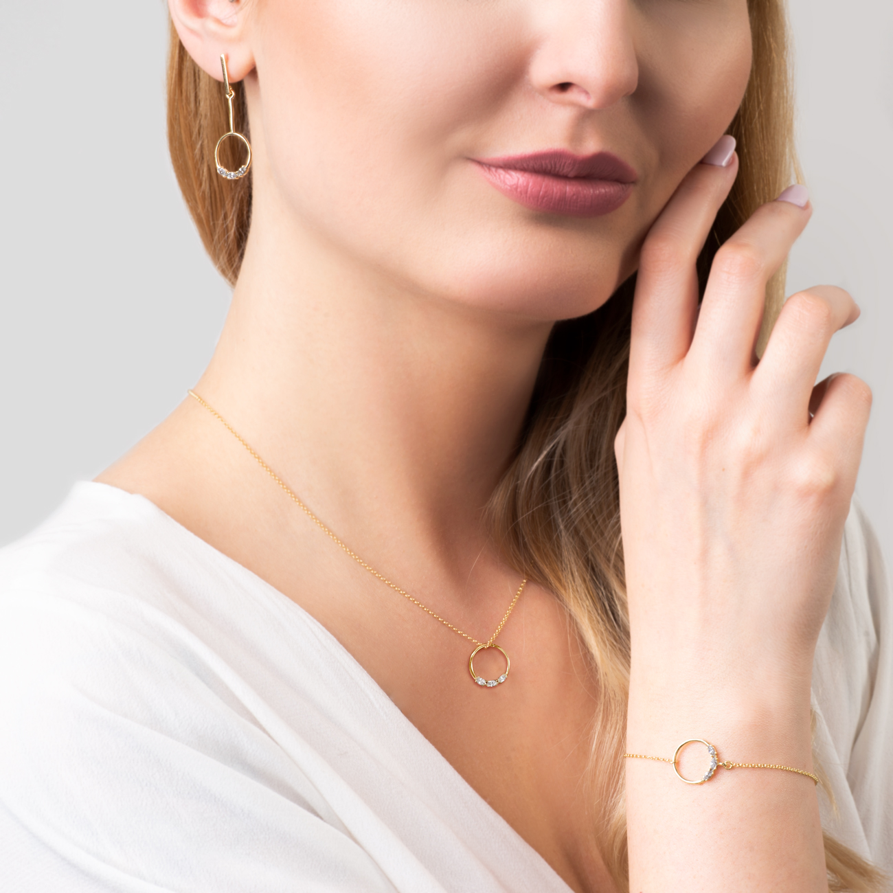 Naszyjnik Savicki: srebrny pozłacany, cyrkonie - 6