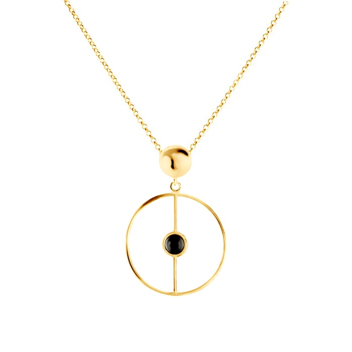 Náhrdelník SAVICKI: pozlacené stříbro, onyx