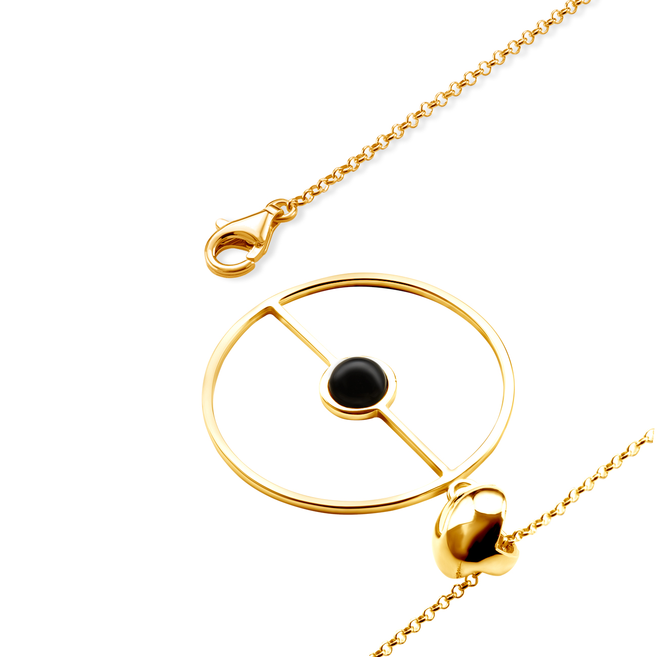 Halskette Savicki: Silber Vergoldet, Onyx