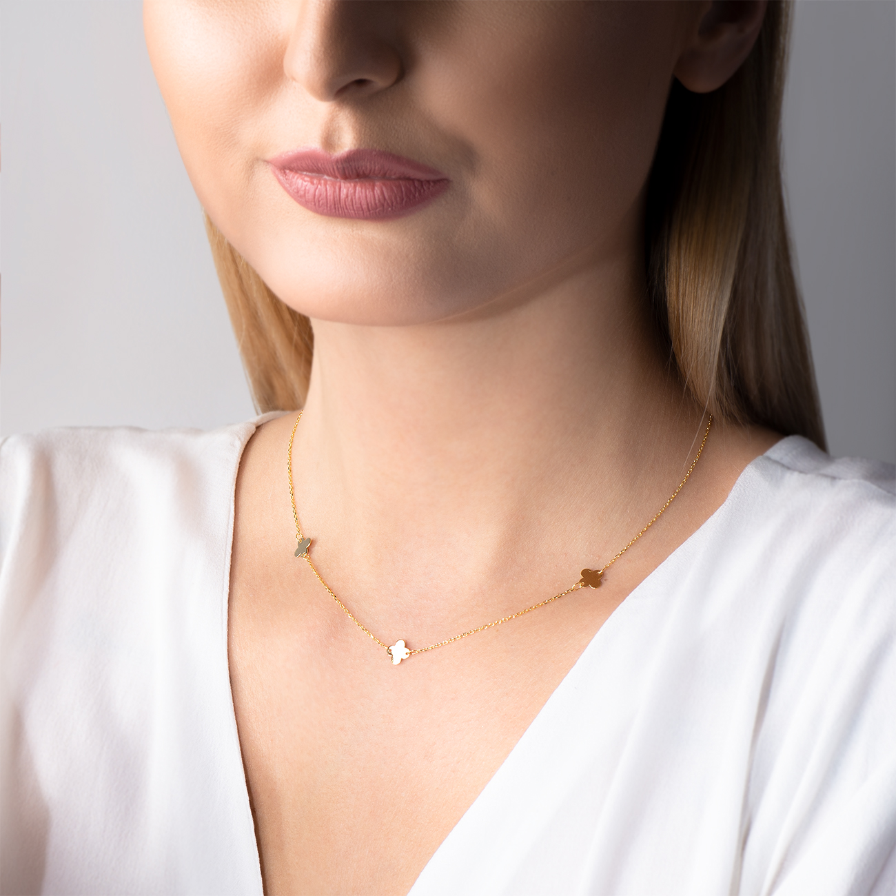 Naszyjnik koniczynka Savicki: złoty - 4