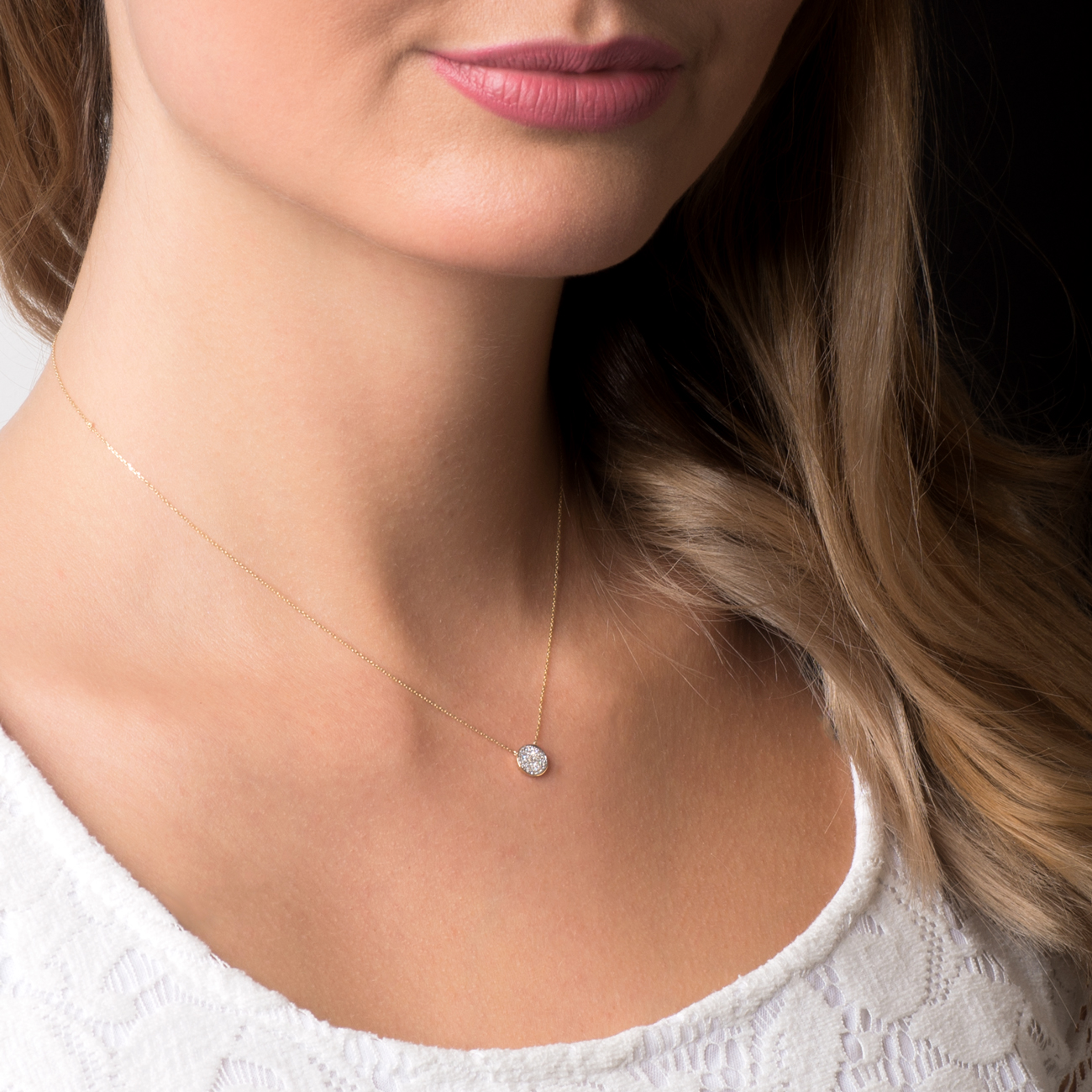 Naszyjnik złoty 585 z białymi diamentami 0.09ct 42 cm - 5