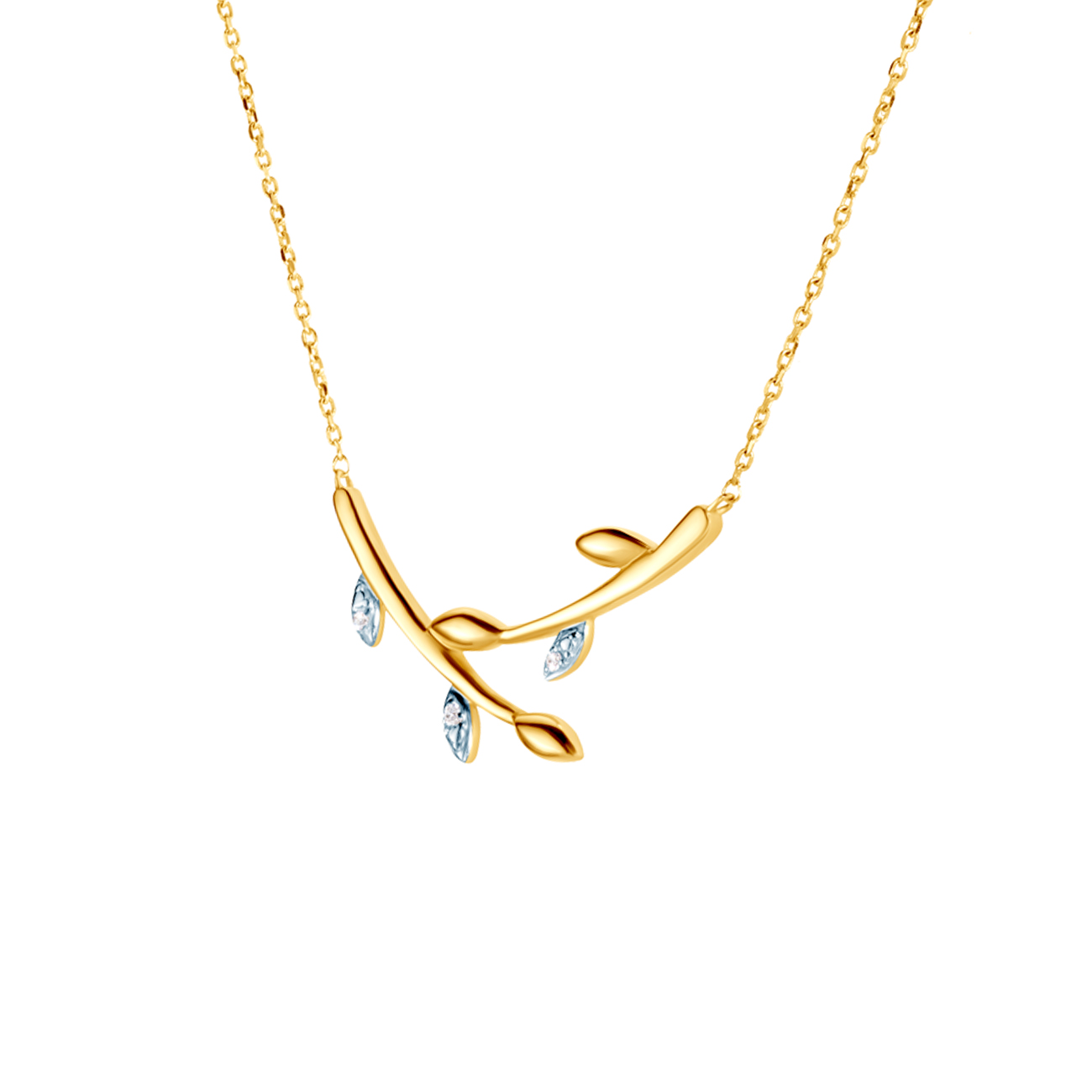 Naszyjnik liść Savicki: złoty, diamenty