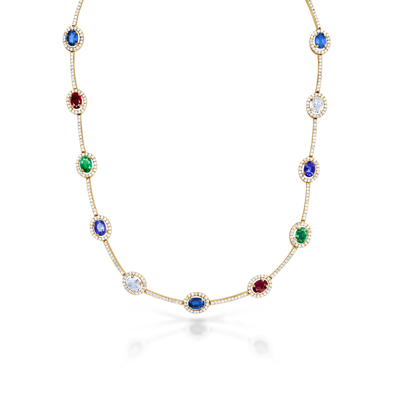 Náhrdelník Swan Lake: žlté zlato, diamanty