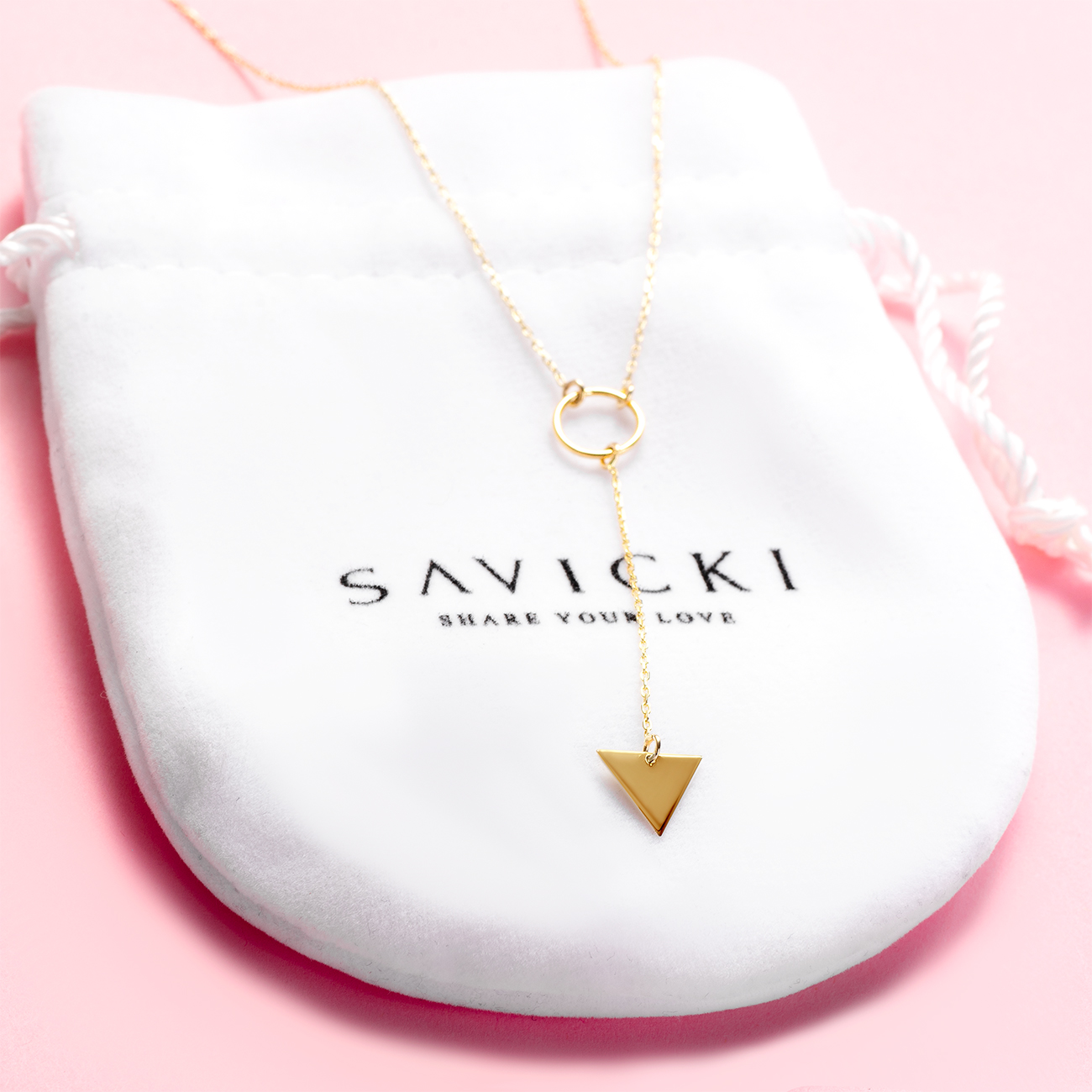 Naszyjnik trójkąt Savicki: złoty - 3