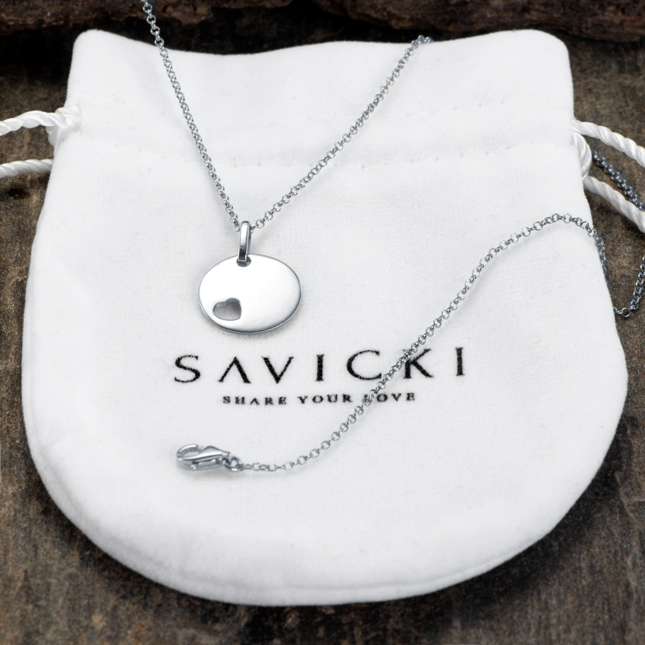 Naszyjnik wiszący serce Savicki: srebrny - 5