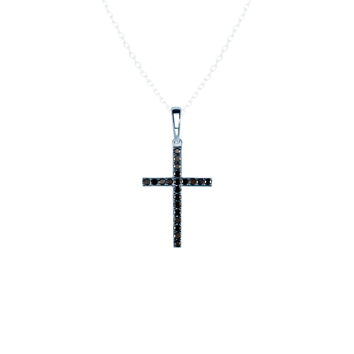 Pendant Cross Savicki: white gold, diamonds