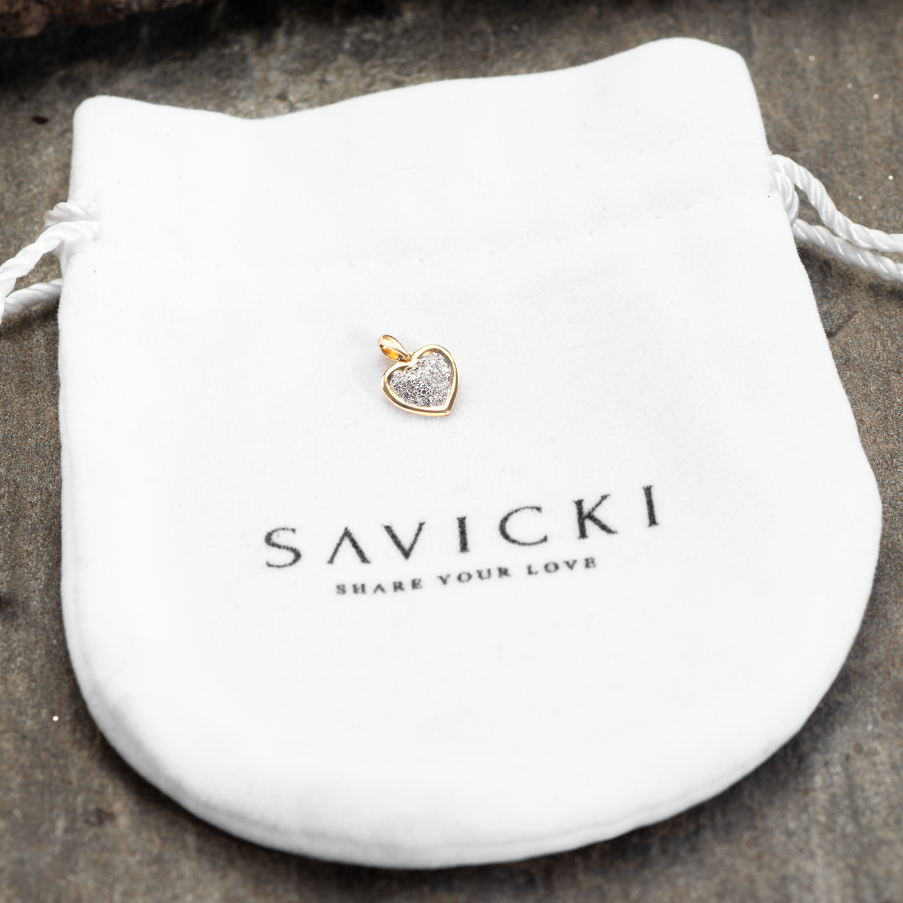 Zawieszka serce Savicki: złota, diamenty - 4