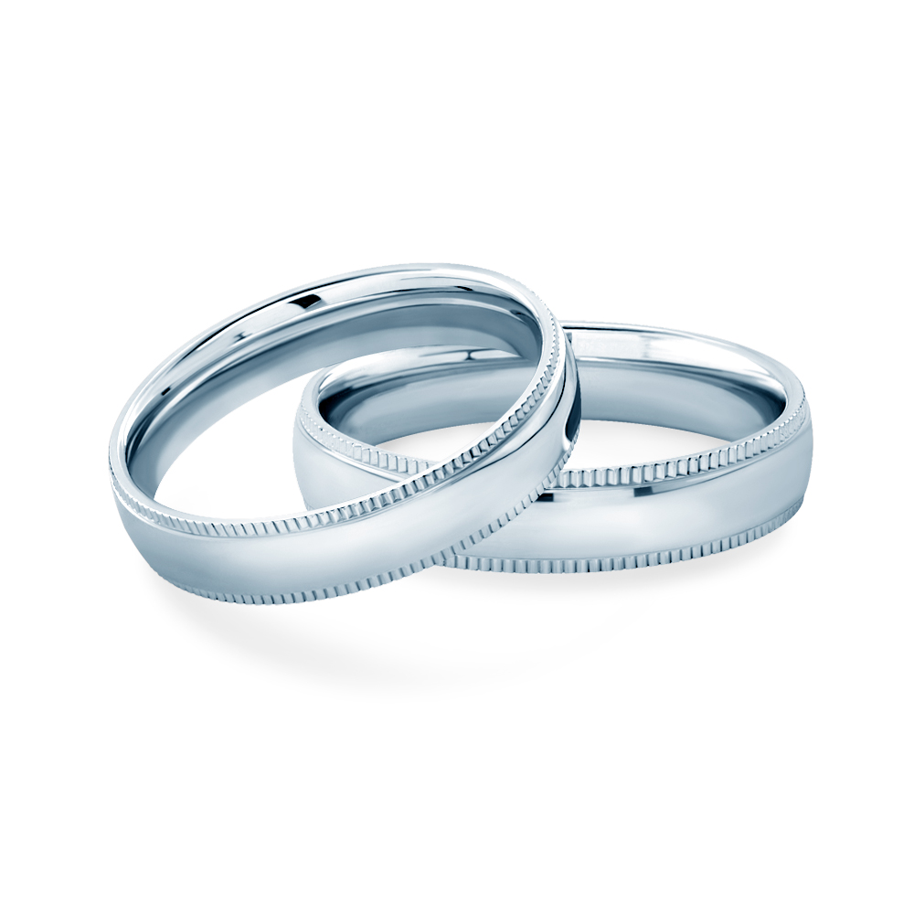 Snubní prsteny: bílé zlato, půlkulaté, 4 mm