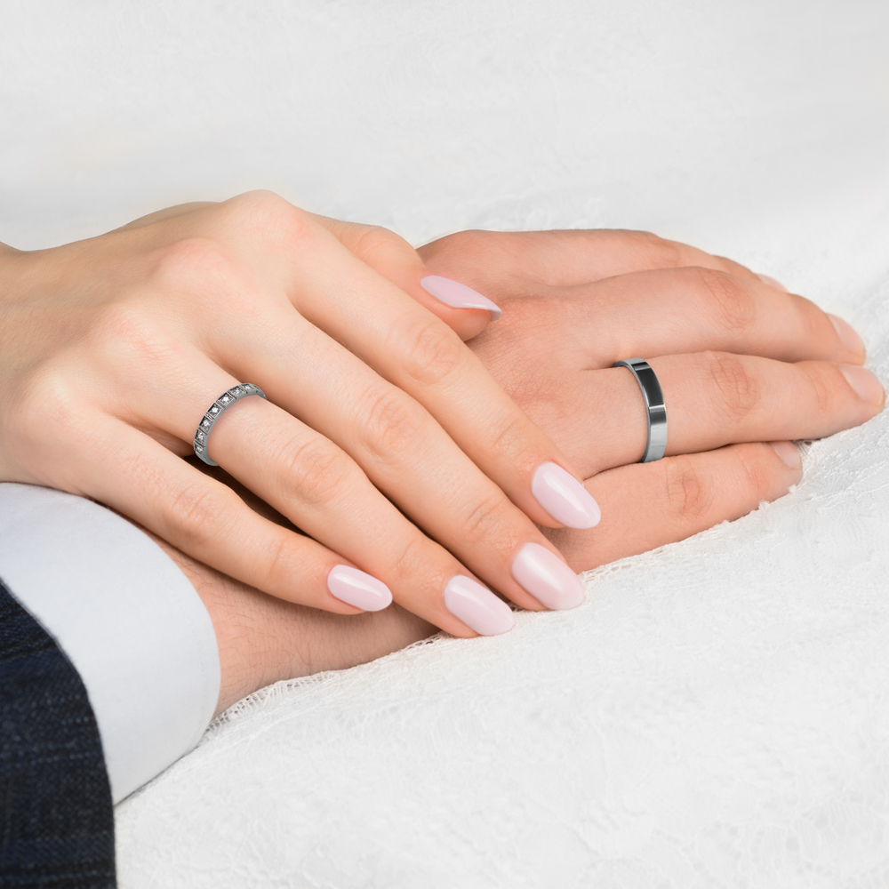 Obrączki ślubne: białe złoto, płaskie, 3 mm