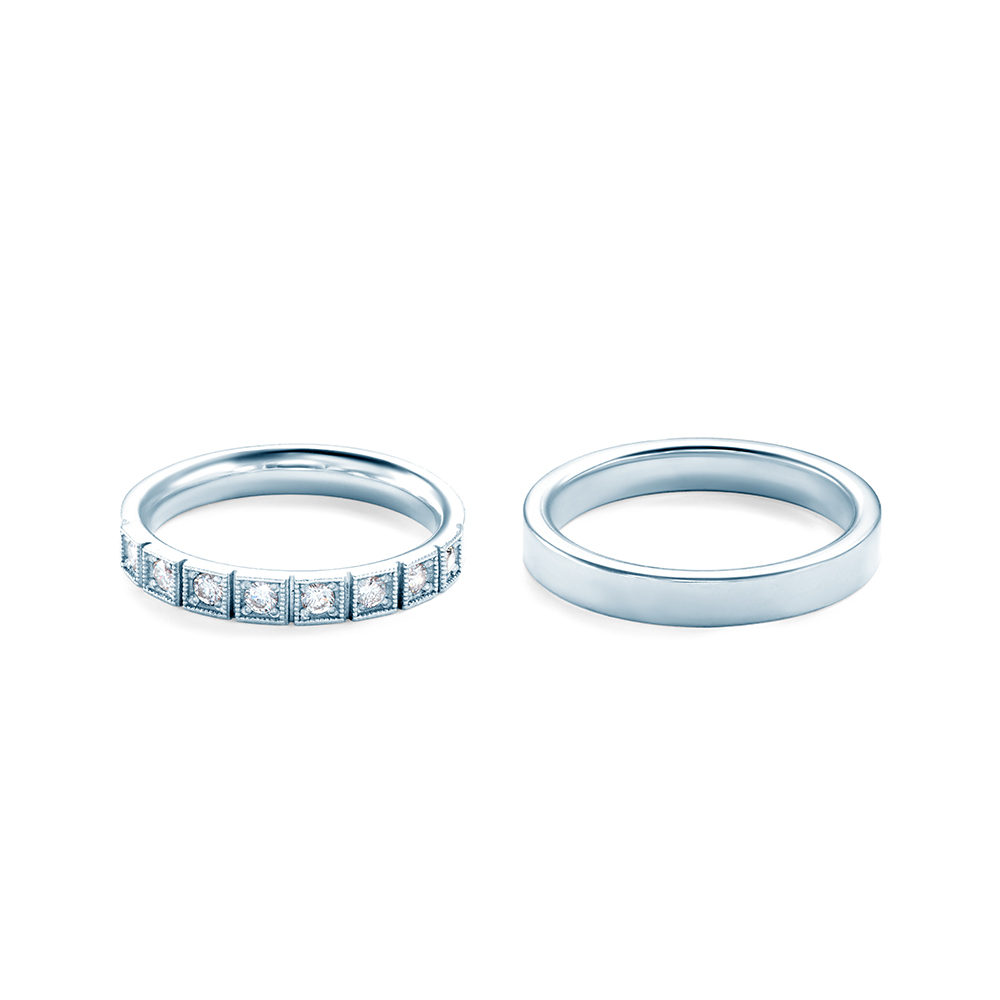 Obrączki ślubne: białe złoto, płaskie, 3 mm