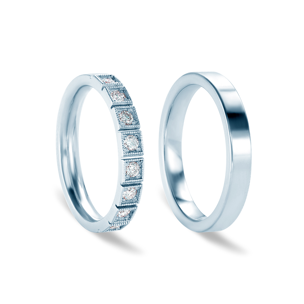 Obrączki ślubne: białe złoto, płaskie, 3 mm