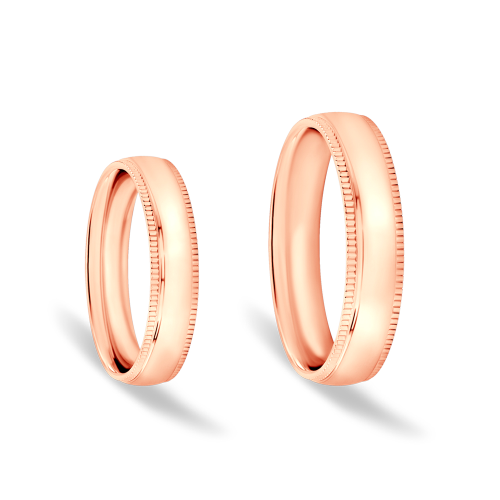 Obrączki ślubne: różowe złoto, półokrągłe, 4 mm