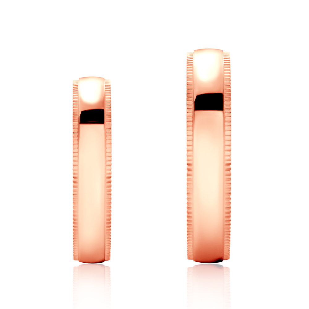 Obrączki ślubne: różowe złoto, półokrągłe, 4 mm