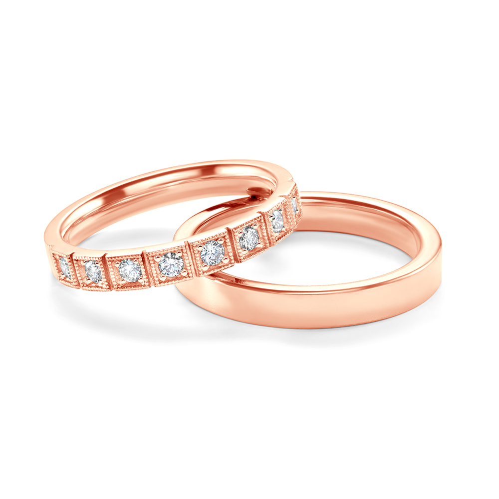 Snubní prsteny: růžové zlato, ploché, 3 mm