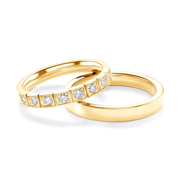 Wedding Rings: gold, Flat Shaped, 3 mm