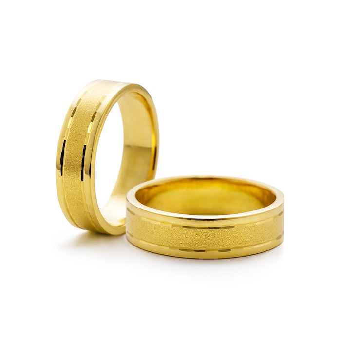 Wedding Rings: gold, Flat Shaped, 5 mm