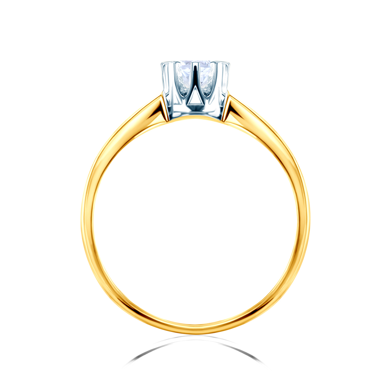 Pierścionek zaręczynowy SAVICKI: dwukolorowe złoto, biały szafir