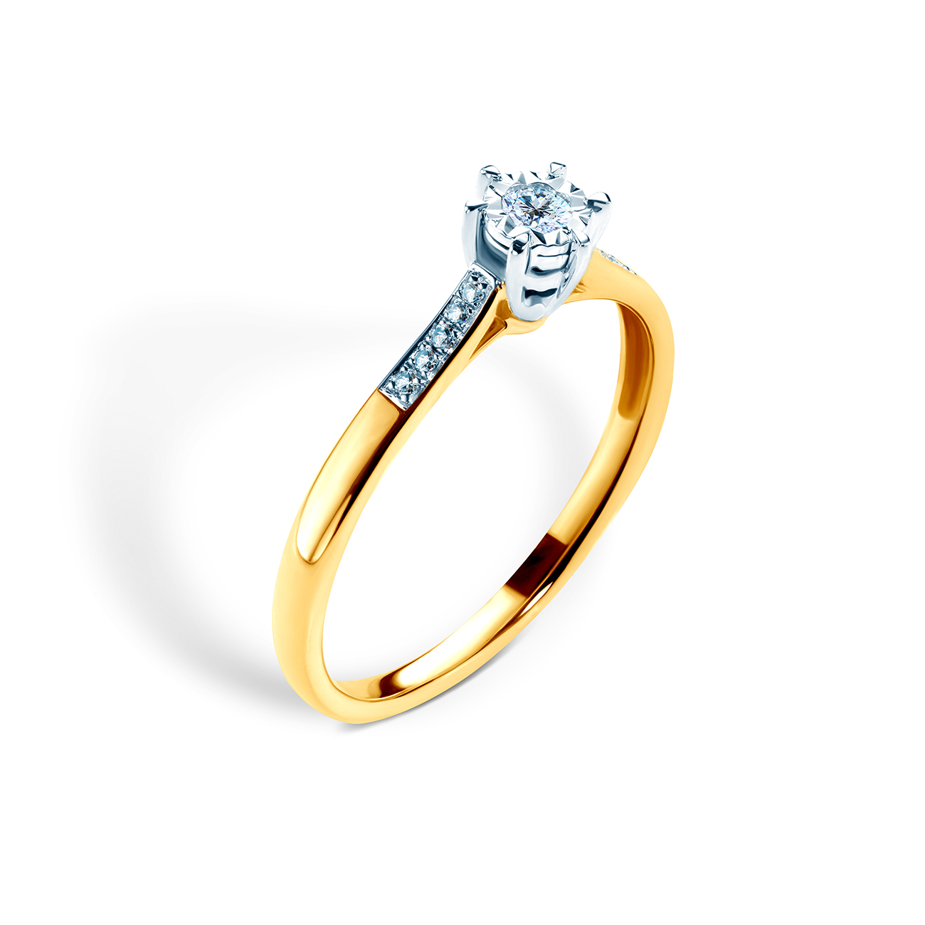 Pierścionek zaręczynowy SAVICKI: dwukolorowe złoto, diamenty