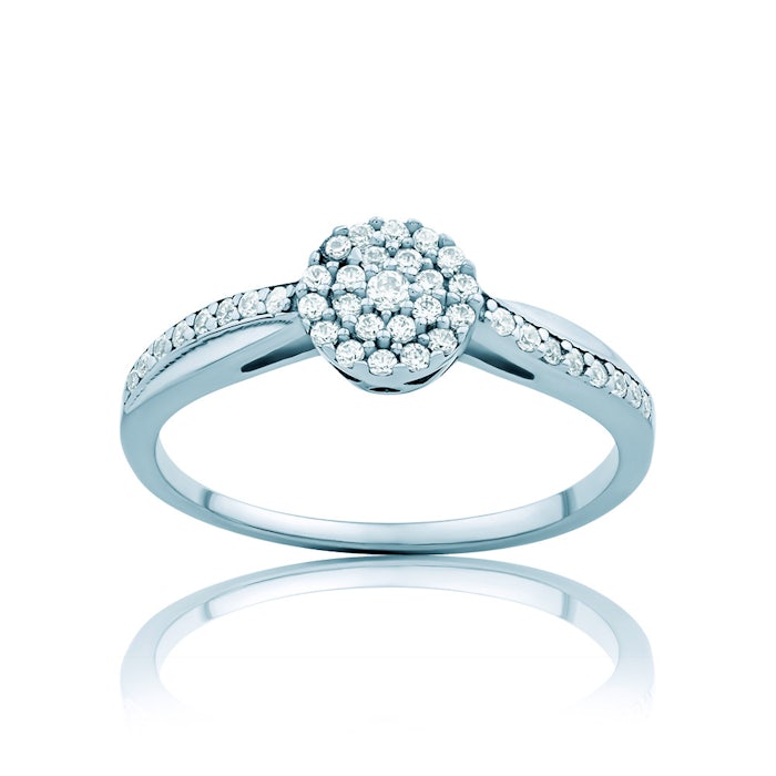 Pierścionek zaręczynowy SAVICKI: białe złoto, diamenty