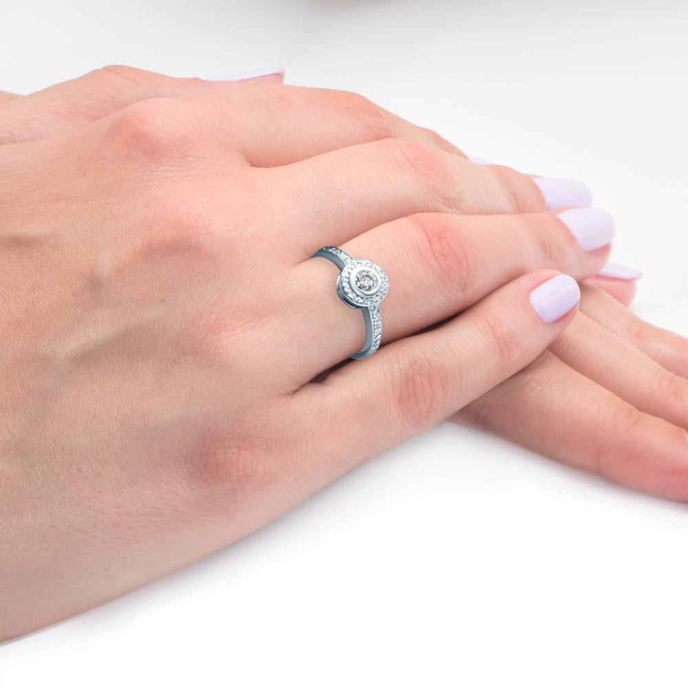 Pierścionek zaręczynowy SAVICKI: białe złoto, diamenty - 5