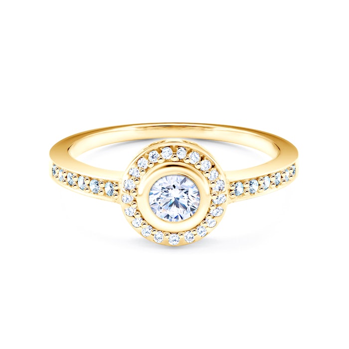 Halo Engagement Ring: gold, diamonds