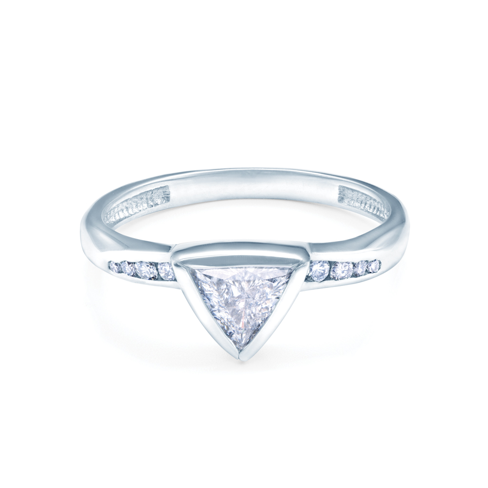 Side-Stone Engagement Ring: white gold, diamonds