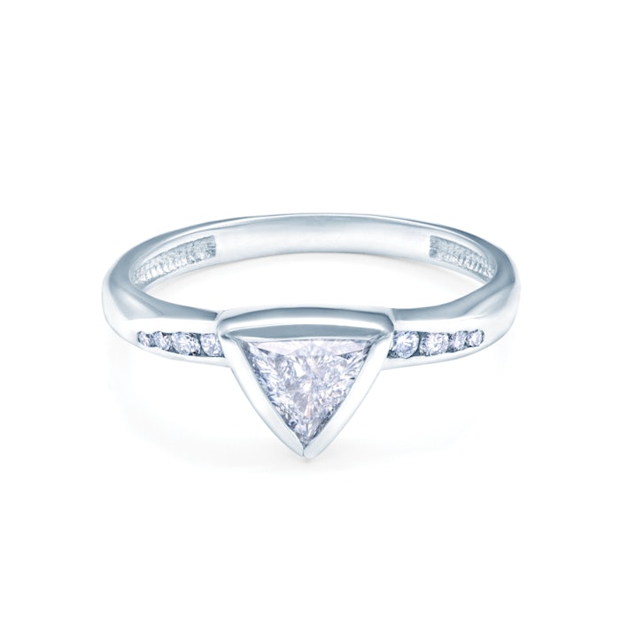 Side-Stone Engagement Ring: white gold, diamonds