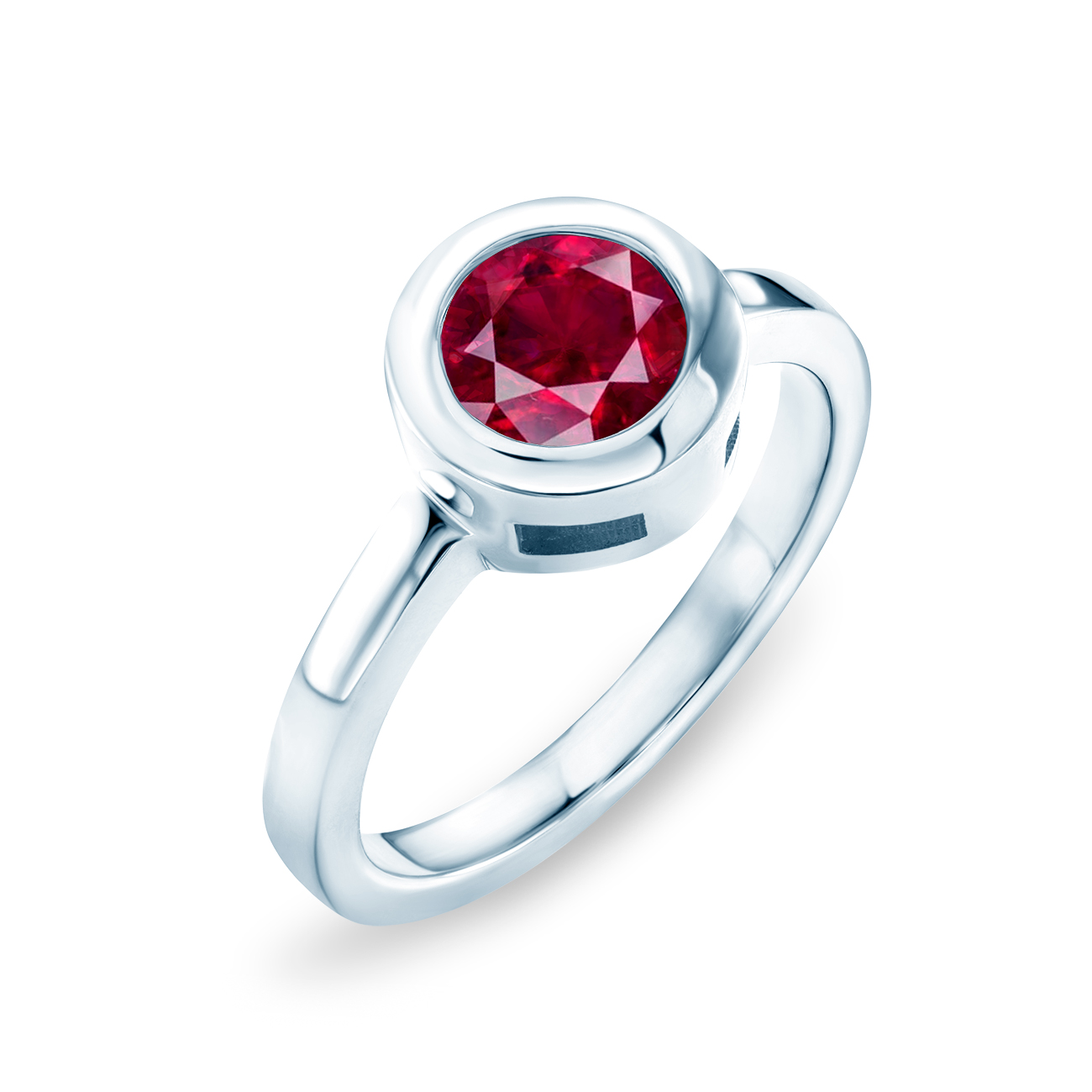 Pierścionek zaręczynowy SAVICKI: białe złoto, rubin