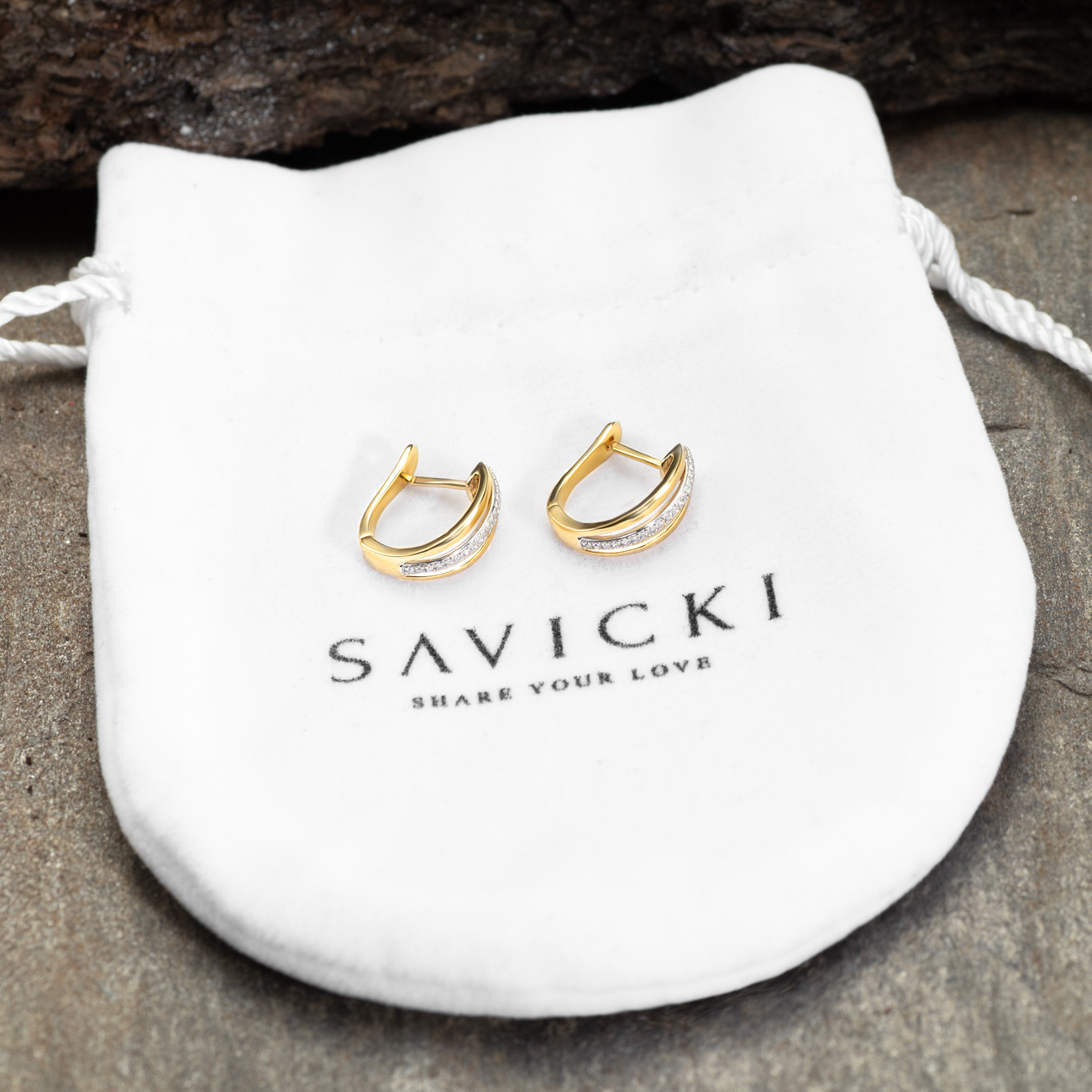 Kolczyki Savicki: dwukolorowe złoto, diamenty