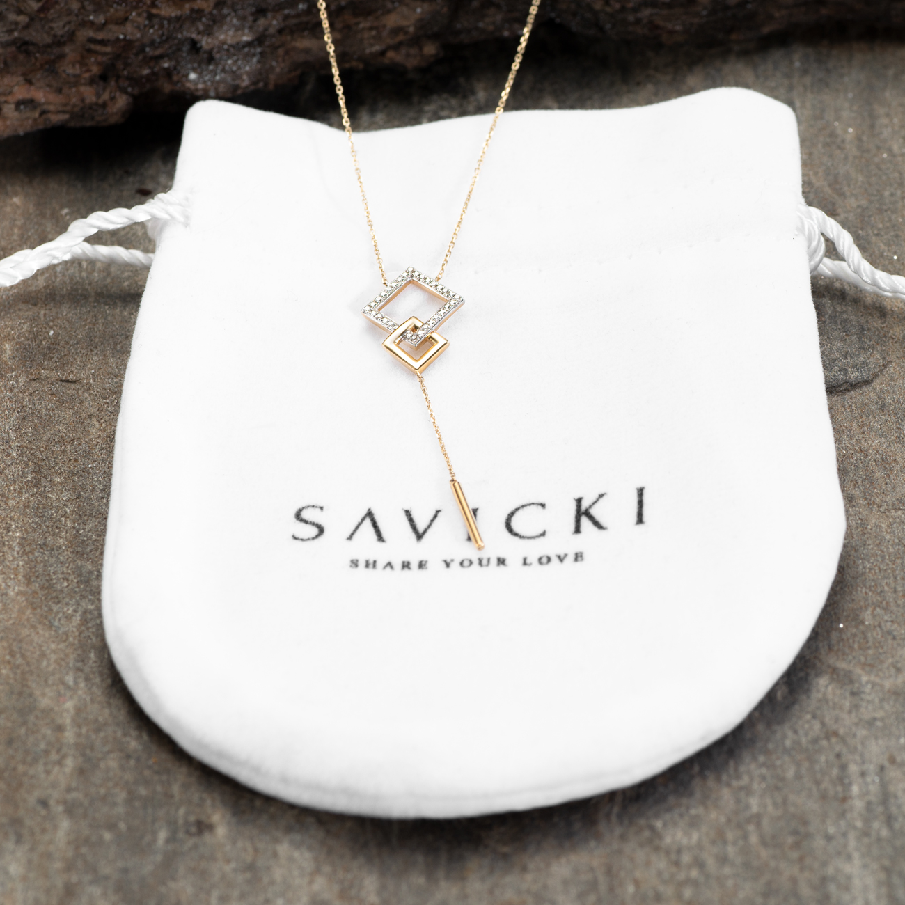 Naszyjnik Savicki: złoty, diamenty - 4