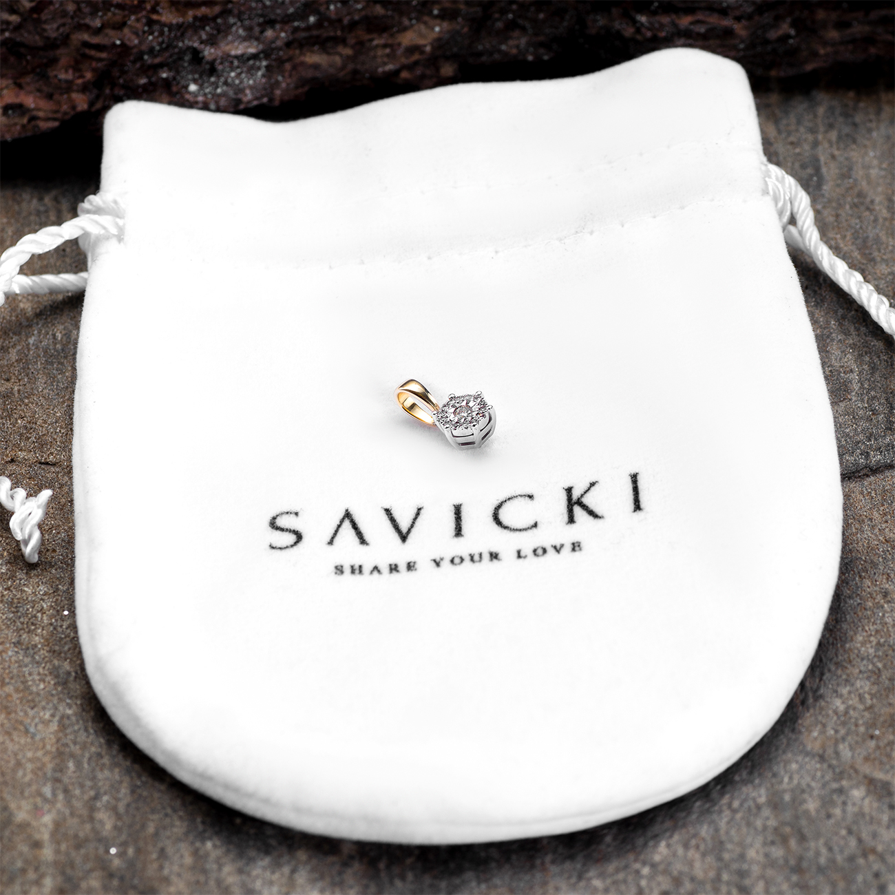 Zawieszka Savicki: dwukolorowe złoto, diament - 4