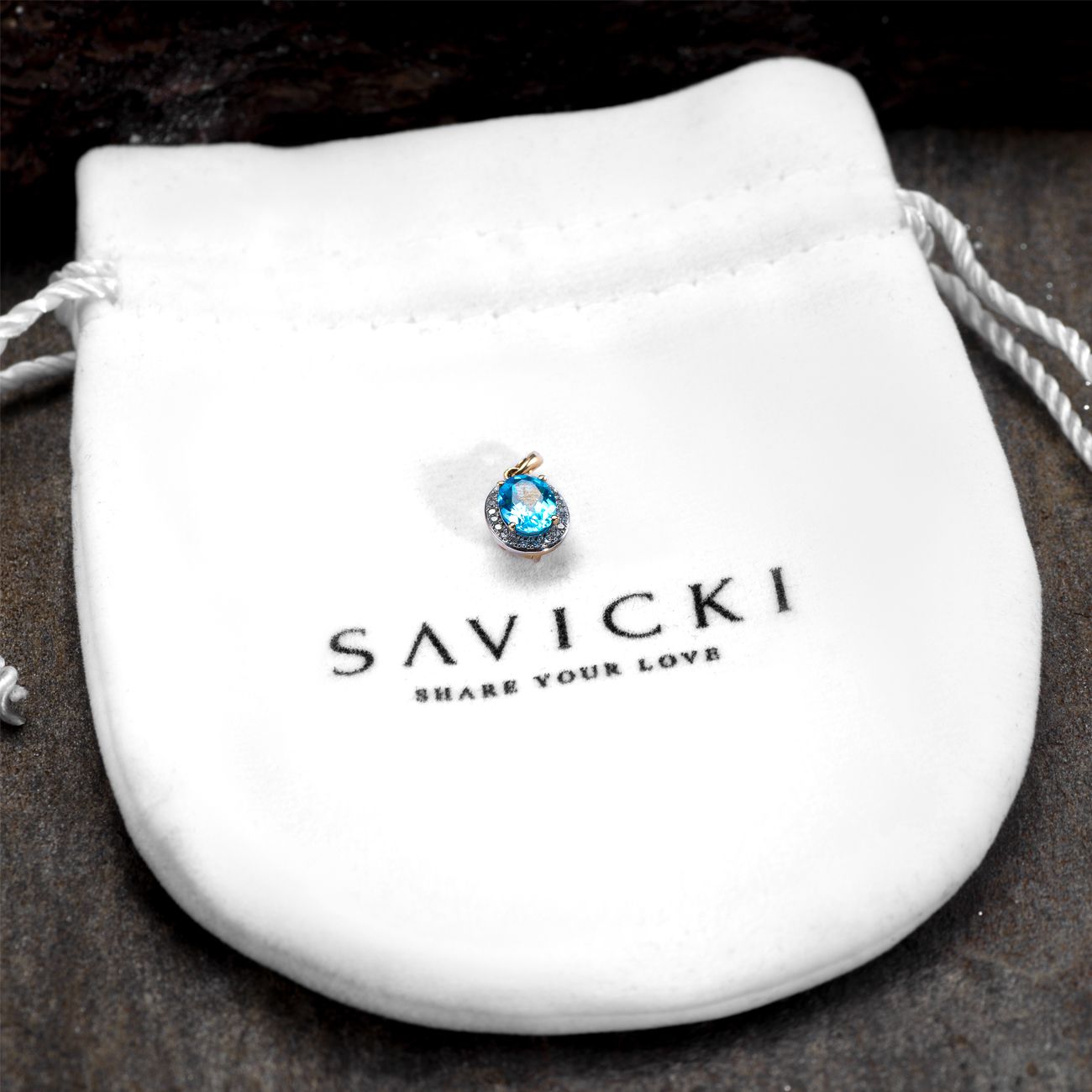 Anhänger Savicki: Zweifarbiges Gold, Topas, Diamanten