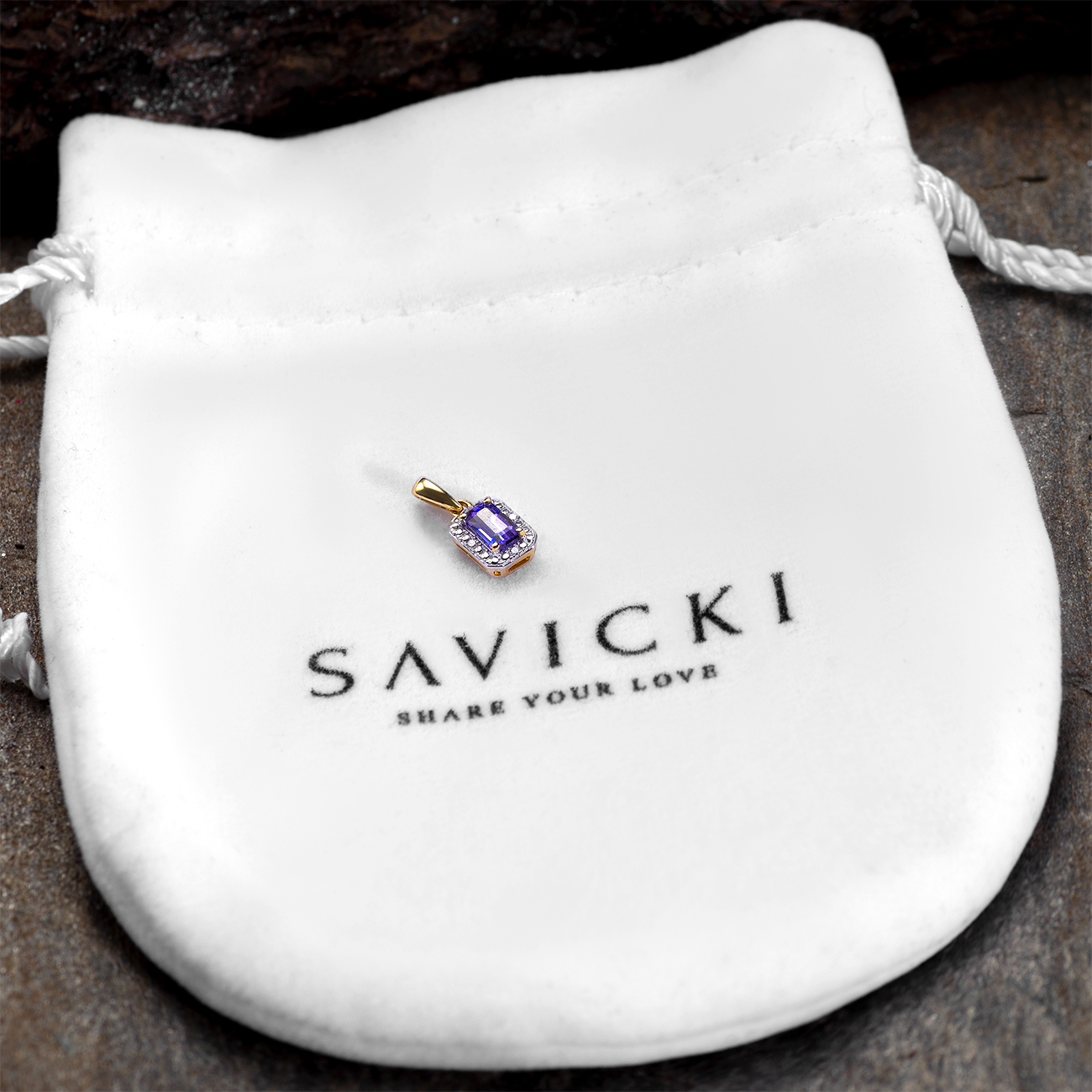 Zawieszka Savicki: dwukolorowe złoto, diamenty, tanzanit - 4