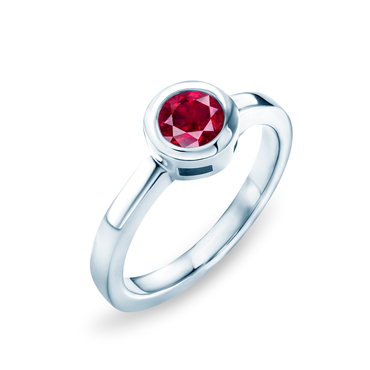 Pierścionek zaręczynowy SAVICKI: białe złoto, rubin