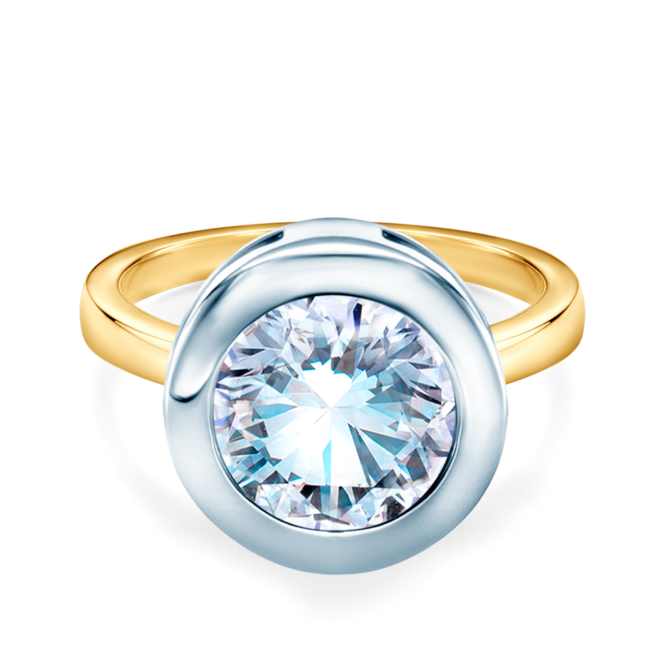Tension Engagement Ring: two colour gold, diamond