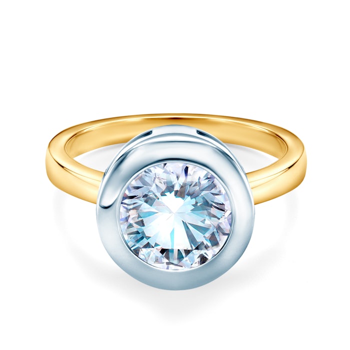 Pierścionek zaręczynowy SAVICKI: dwukolorowe złoto, diament