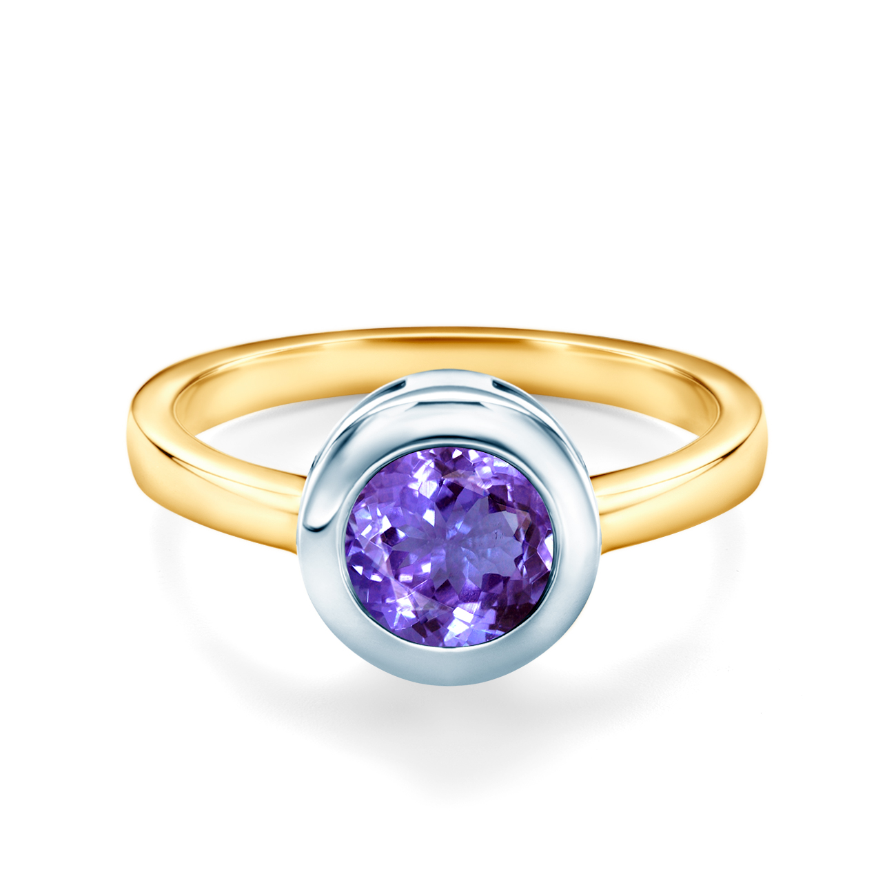 Pierścionek zaręczynowy SAVICKI: dwukolorowe złoto, z tanzanitem