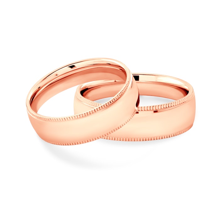 Snubní prsteny: růžové zlato, půlkulaté, 6 mm