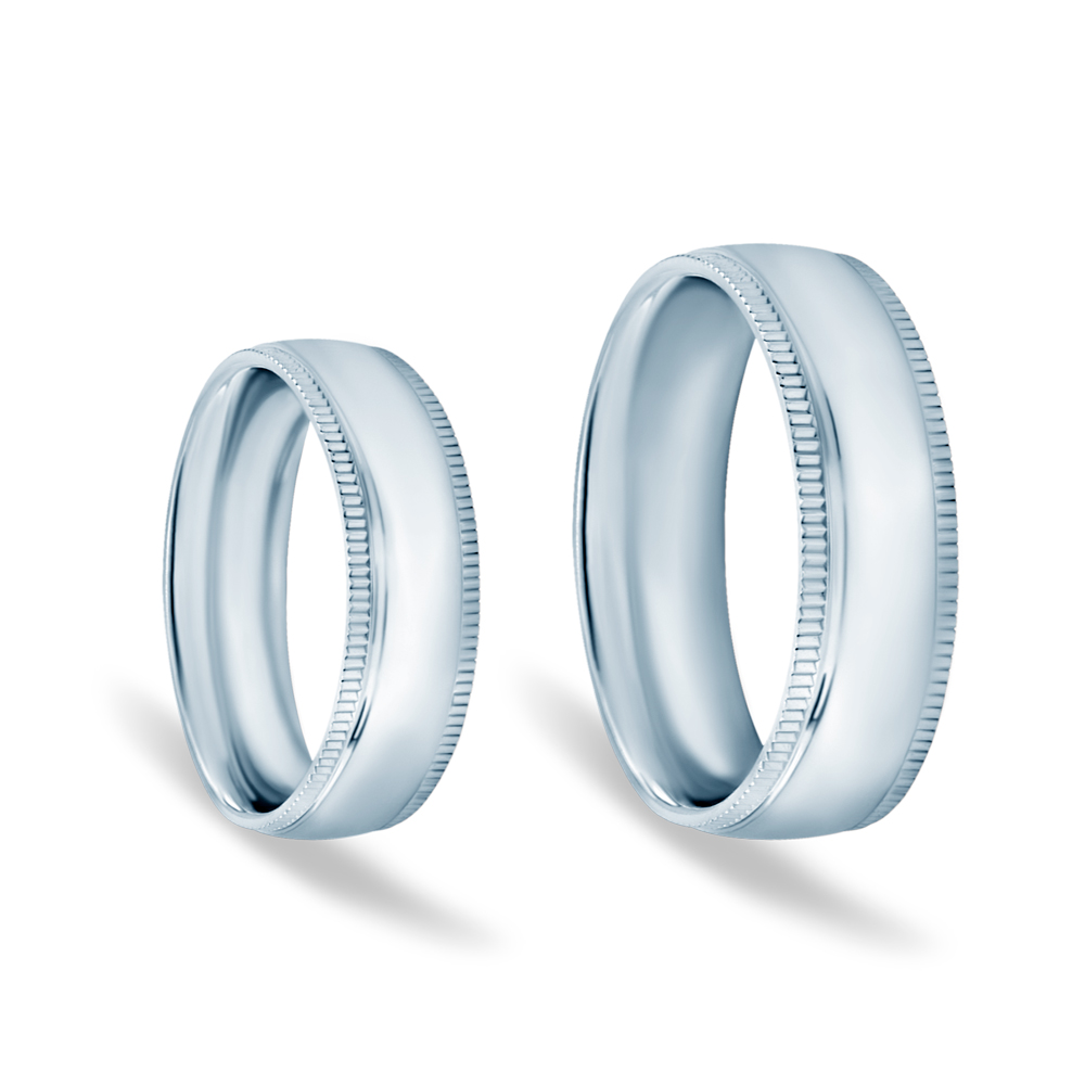 Obrączki ślubne: białe złoto, półokrągłe, 6 mm