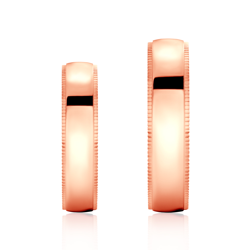 Obrączki ślubne: różowe złoto, półokrągłe, 5 mm