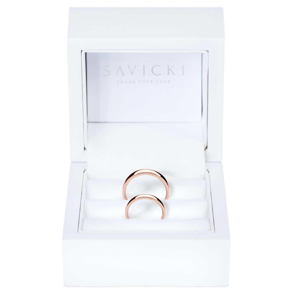 Obrączki ślubne: różowe złoto, półokrągłe, 5 mm