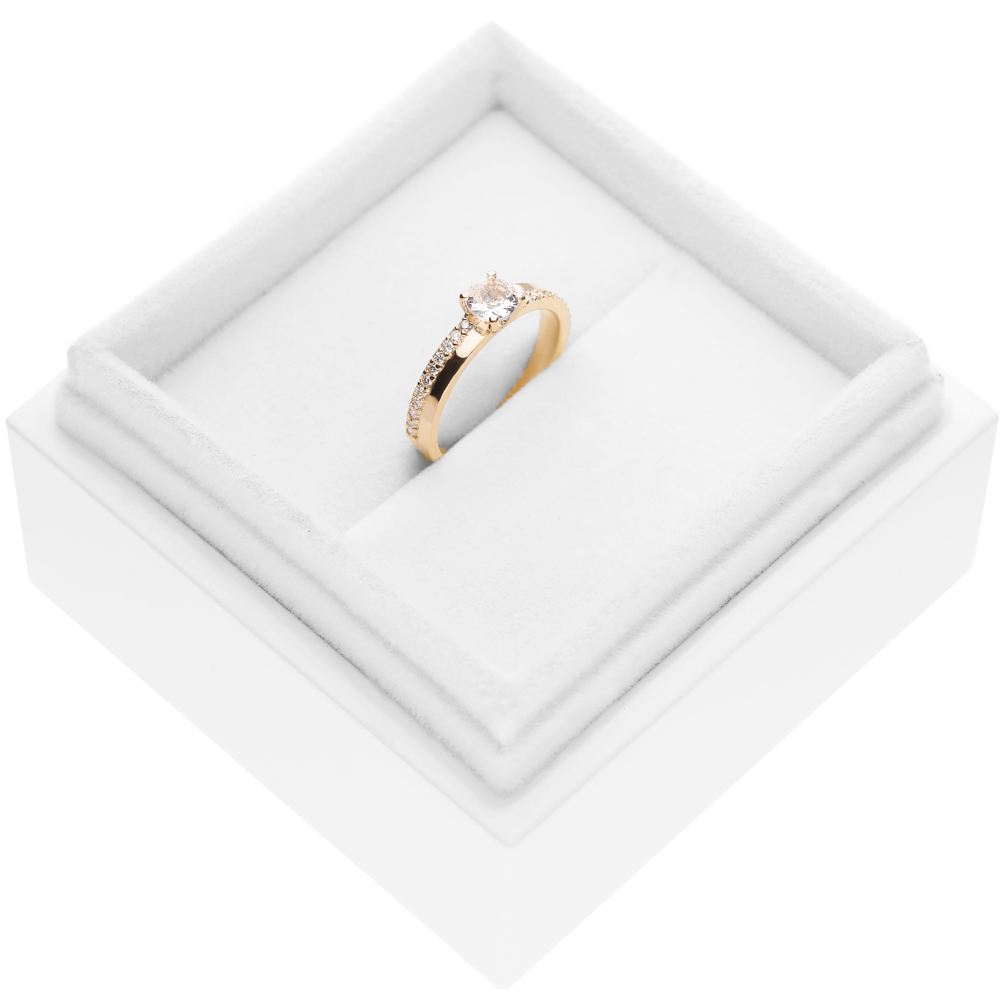 Pierścionek zaręczynowy SAVICKI: złoty, biały szafir