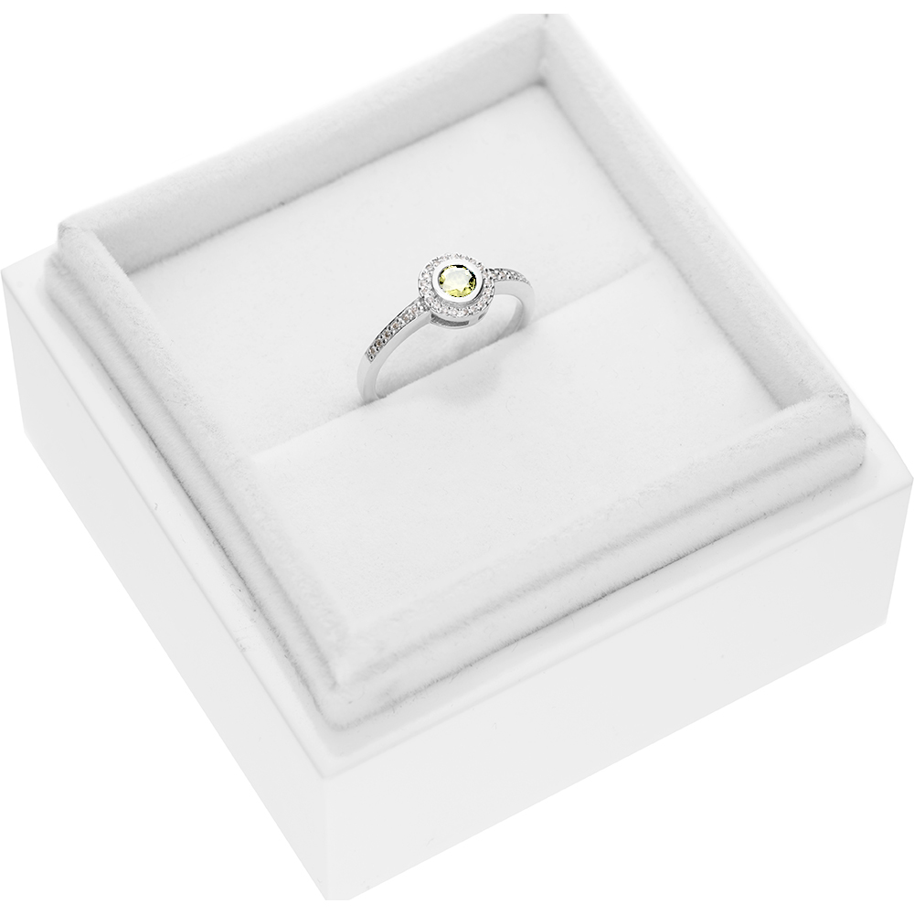 Verlobungsring SAVICKI: Weißgold, Gelber Saphir