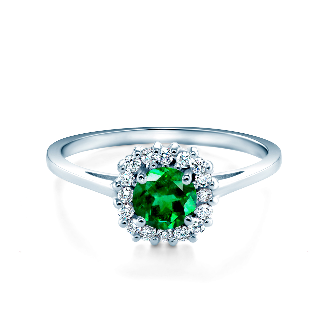 Zásnubný prsteň SAVICKI: biele zlato, smaragd