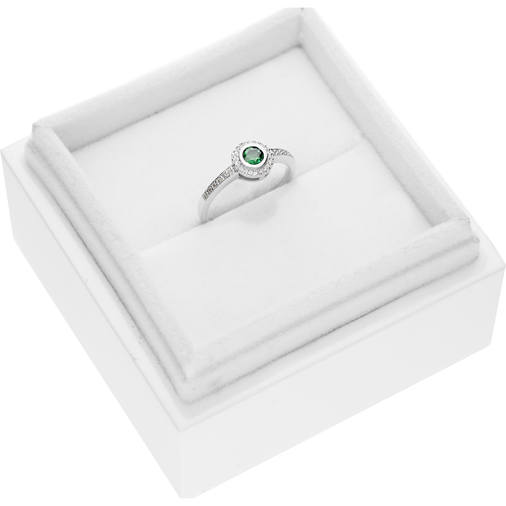 Pierścionek zaręczynowy SAVICKI: białe złoto, szmaragd