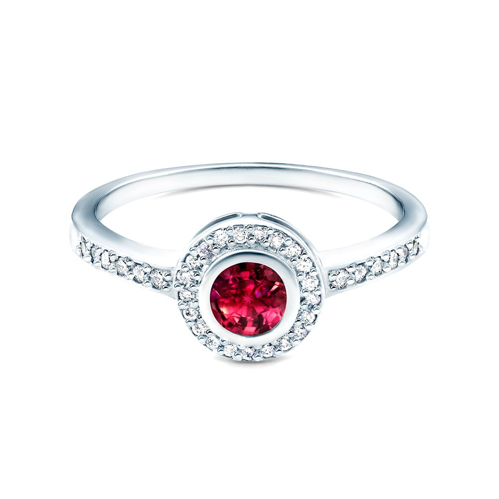 Zásnubní prsten SAVICKI: bílé zlato, rubín