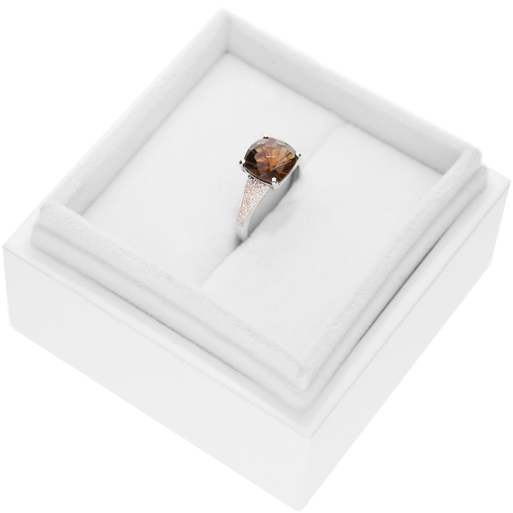 Pierścionek zaręczynowy SAVICKI: białe złoto, kwarc - 3