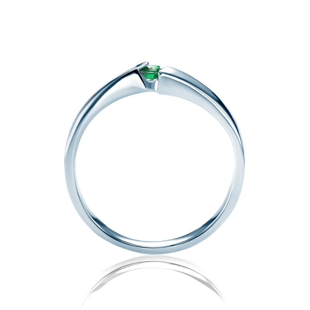 Verlobungsring Minimalismus: Weißgold, Smaragd