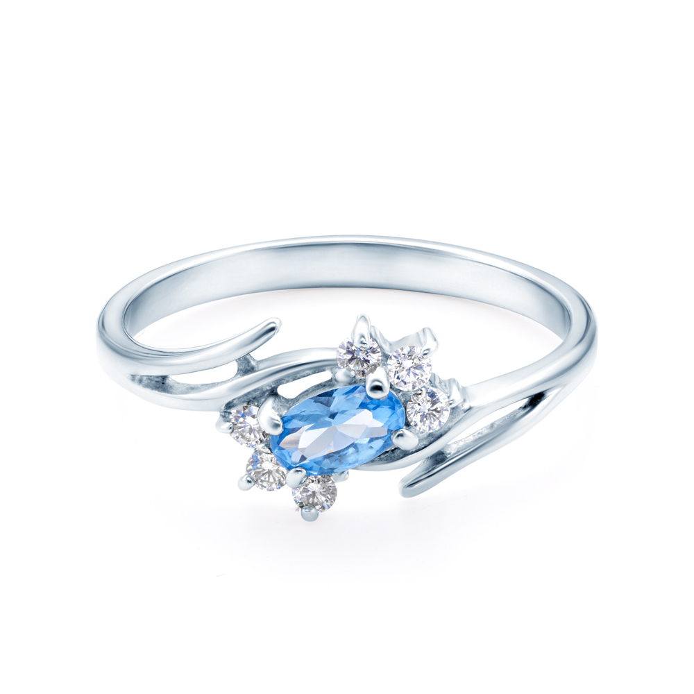 Zásnubní prsten SAVICKI: bílé zlato, topaz