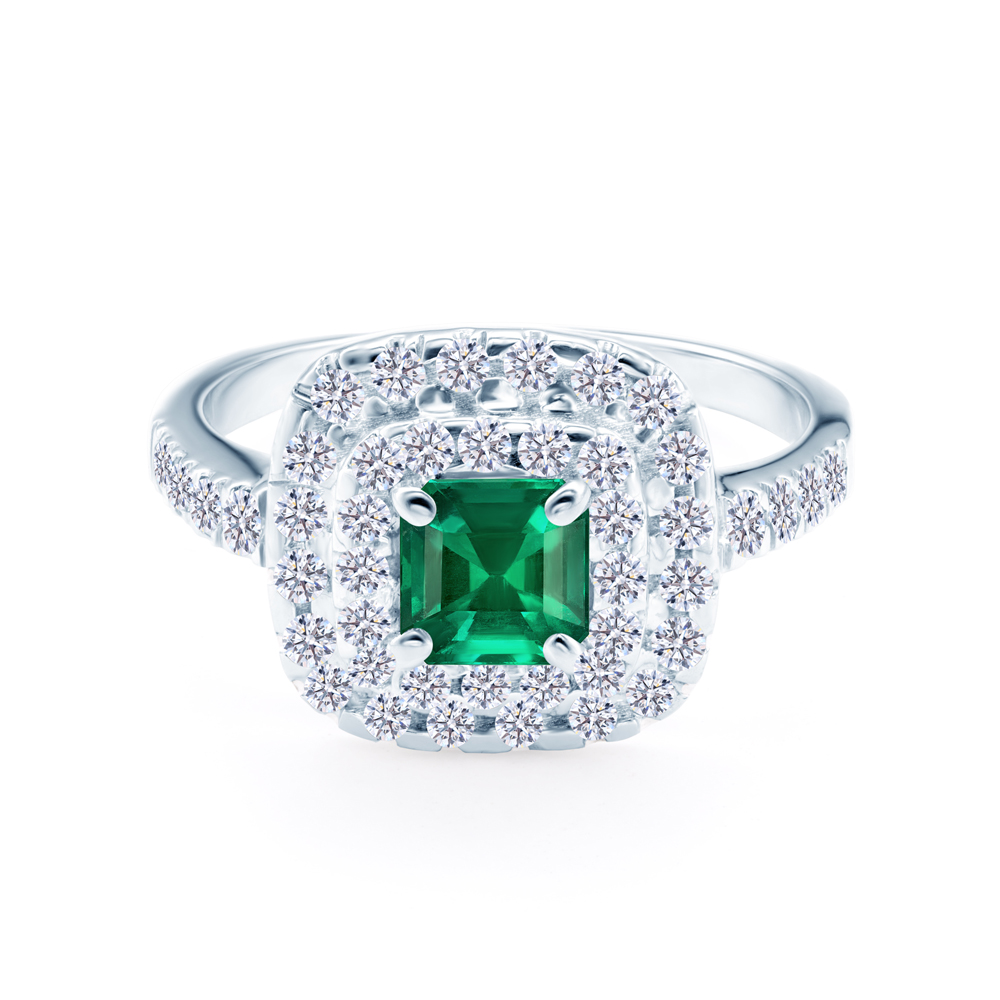 Prsteň SAVICKI: biele zlato, smaragd